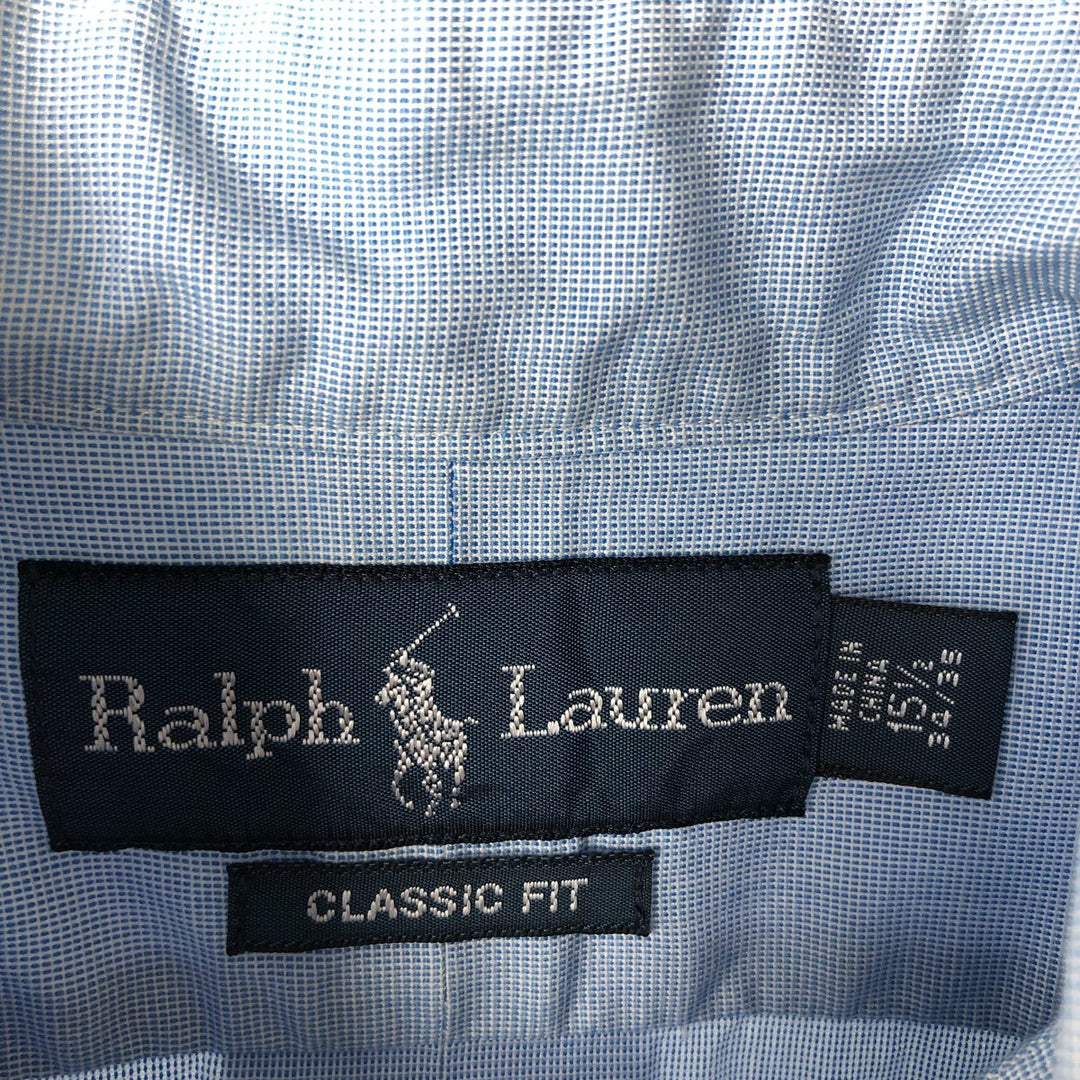 Ralph Lauren Classic Fit Long Sleeve Button Down Check Shirt Men's M cotton Blue type light blue Vintage Second Hand