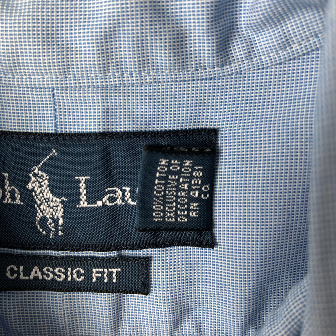 Ralph Lauren Classic Fit Long Sleeve Button Down Check Shirt Men's M cotton Blue type light blue Vintage Second Hand