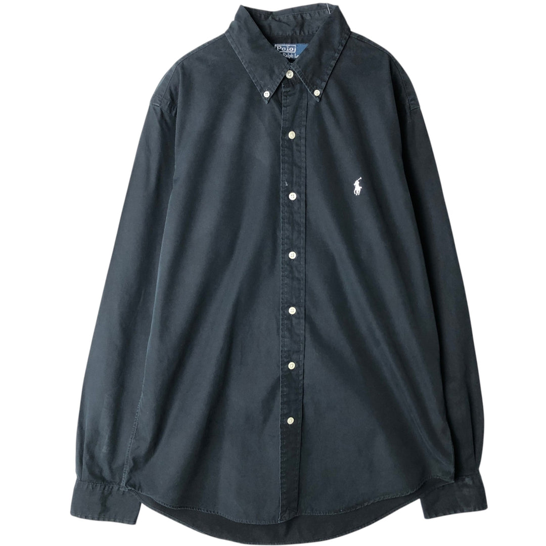 Ralph Lauren POLO by Ralph Lauren CUSTOM FIT long-sleeved button-down shirt, men's size M cotton black type Vintage Second Hand
