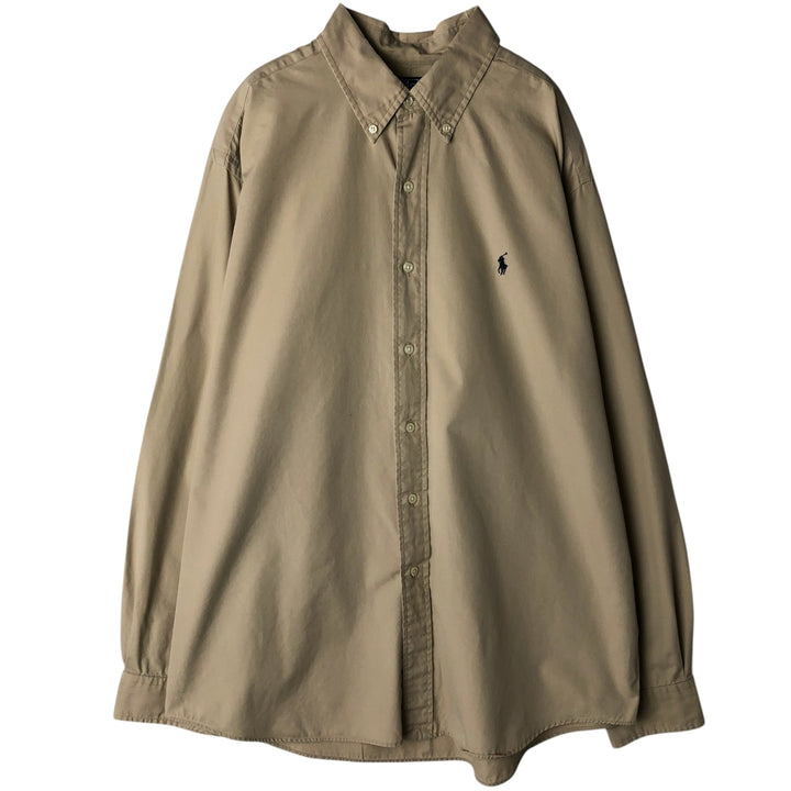 Ralph Lauren POLO by Ralph Lauren CUSTOM FIT long-sleeved button-down shirt, men's size XL cotton Beige type Vintage Second Hand
