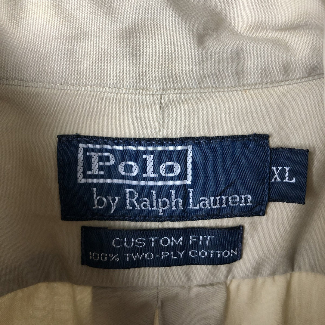 Ralph Lauren POLO by Ralph Lauren CUSTOM FIT long-sleeved button-down shirt, men's size XL cotton Beige type Vintage Second Hand