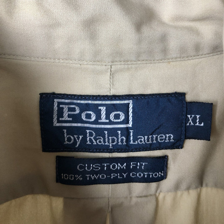 Ralph Lauren POLO by Ralph Lauren CUSTOM FIT long-sleeved button-down shirt, men's size XL cotton Beige type Vintage Second Hand