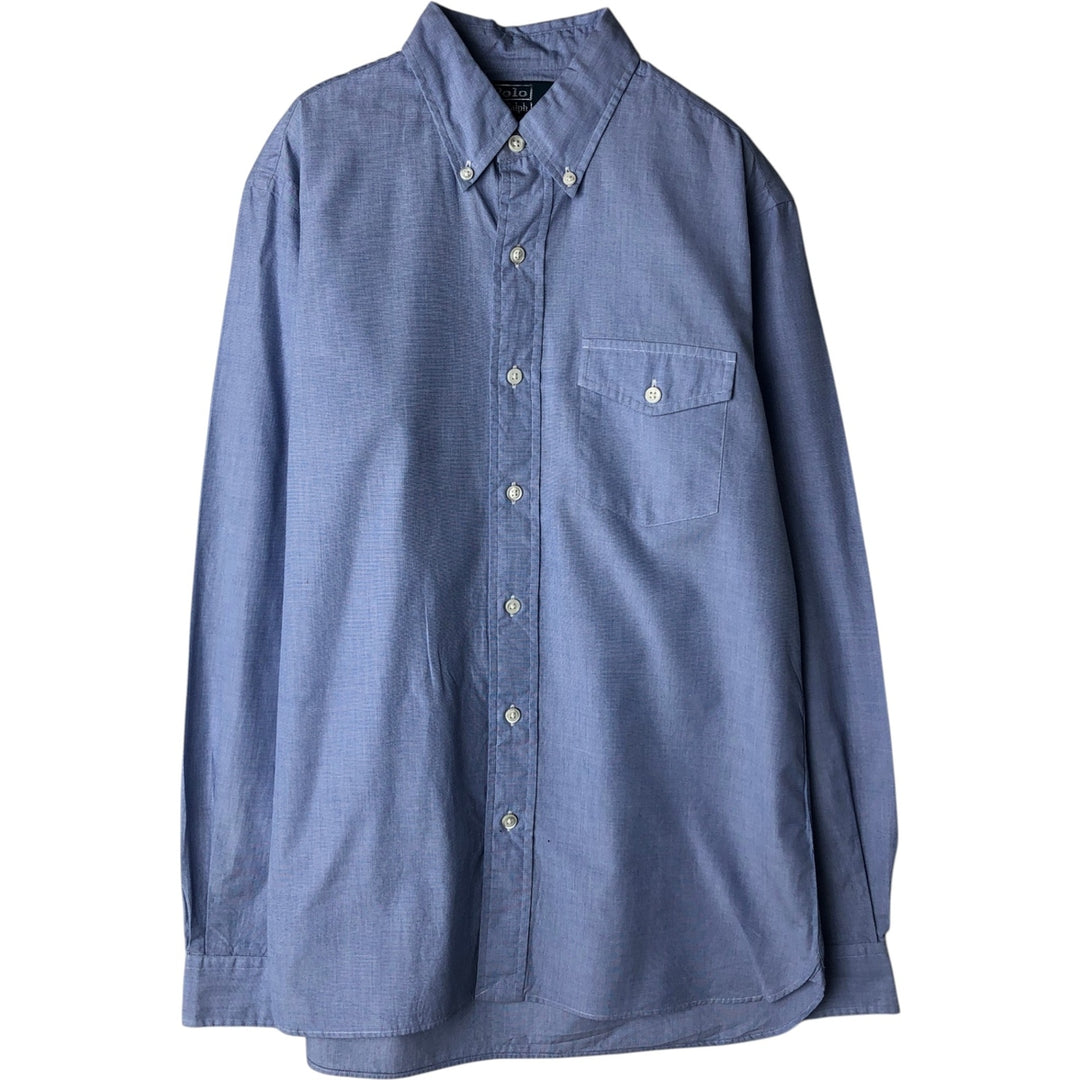 Ralph Lauren POLO by Ralph Lauren Custom Fit Long-Sleeve Button-Down Shirt, Men's Size S (approx.) cotton Blue type light blue Vintage Second Hand