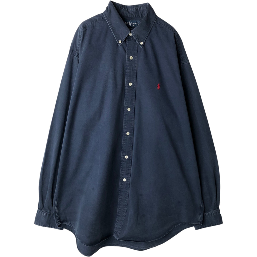 Ralph Lauren BLAKE long sleeve button down shirt, men's size L cotton navy blue type Vintage Second Hand