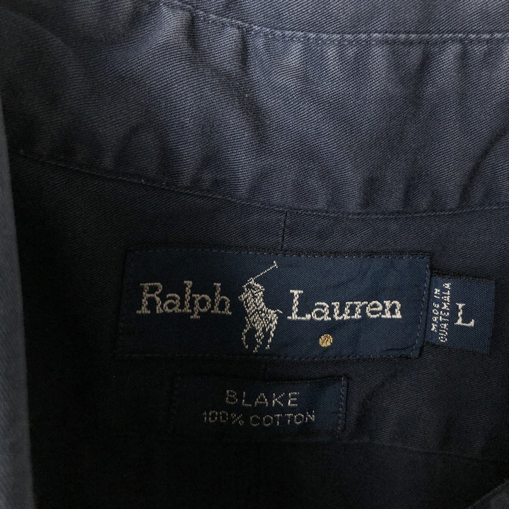 Ralph Lauren BLAKE long sleeve button down shirt, men's size L cotton navy blue type Vintage Second Hand