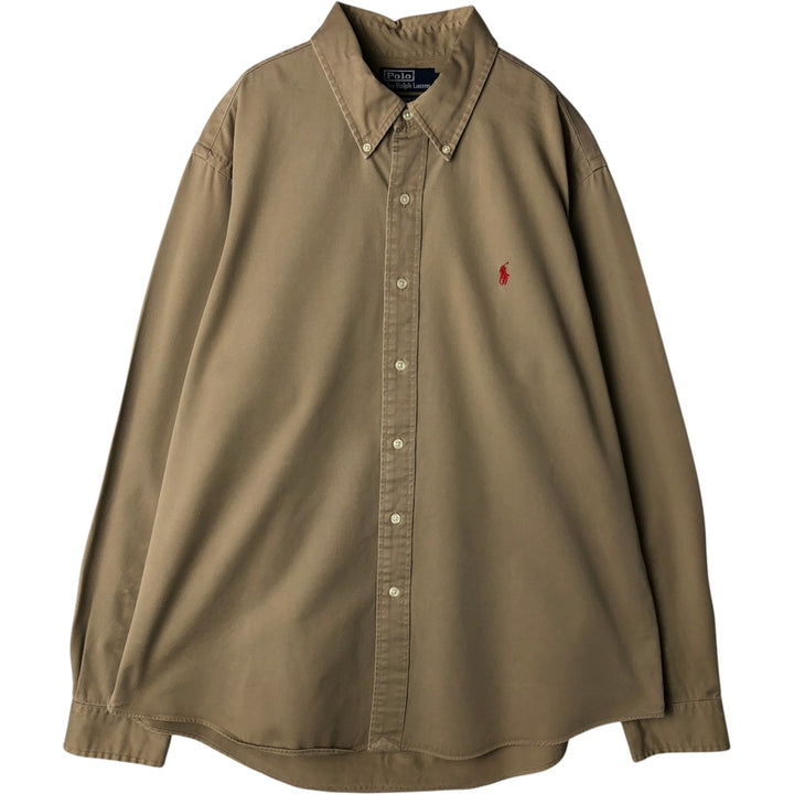 Ralph Lauren POLO by Ralph Lauren CUSTOM FIT long-sleeved button-down shirt, men's size XL cotton Beige type Vintage Second Hand