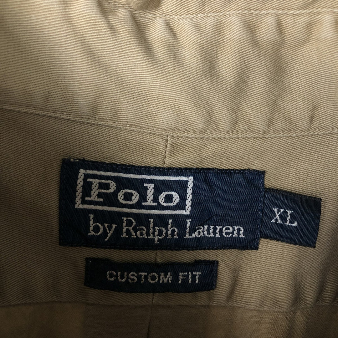 Ralph Lauren POLO by Ralph Lauren CUSTOM FIT long-sleeved button-down shirt, men's size XL cotton Beige type Vintage Second Hand