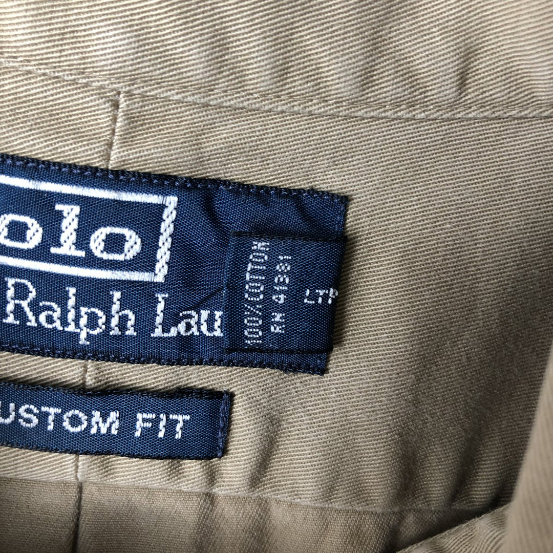 Ralph Lauren POLO by Ralph Lauren CUSTOM FIT long-sleeved button-down shirt, men's size XL cotton Beige type Vintage Second Hand