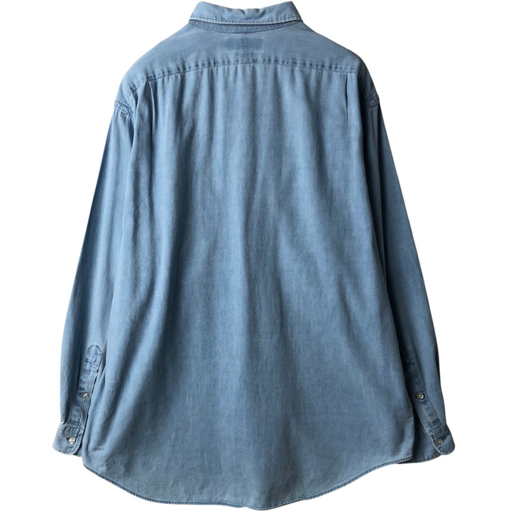 Ralph Lauren POLO by Ralph Lauren long sleeve cotton shirt, men's XL size cotton blue type Vintage Second Hand