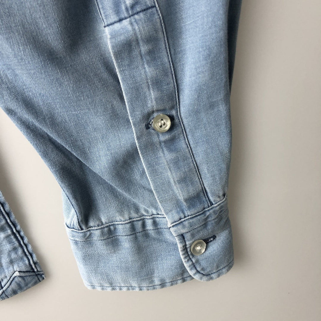 Ralph Lauren POLO by Ralph Lauren long sleeve cotton shirt, men's XL size cotton blue type Vintage Second Hand
