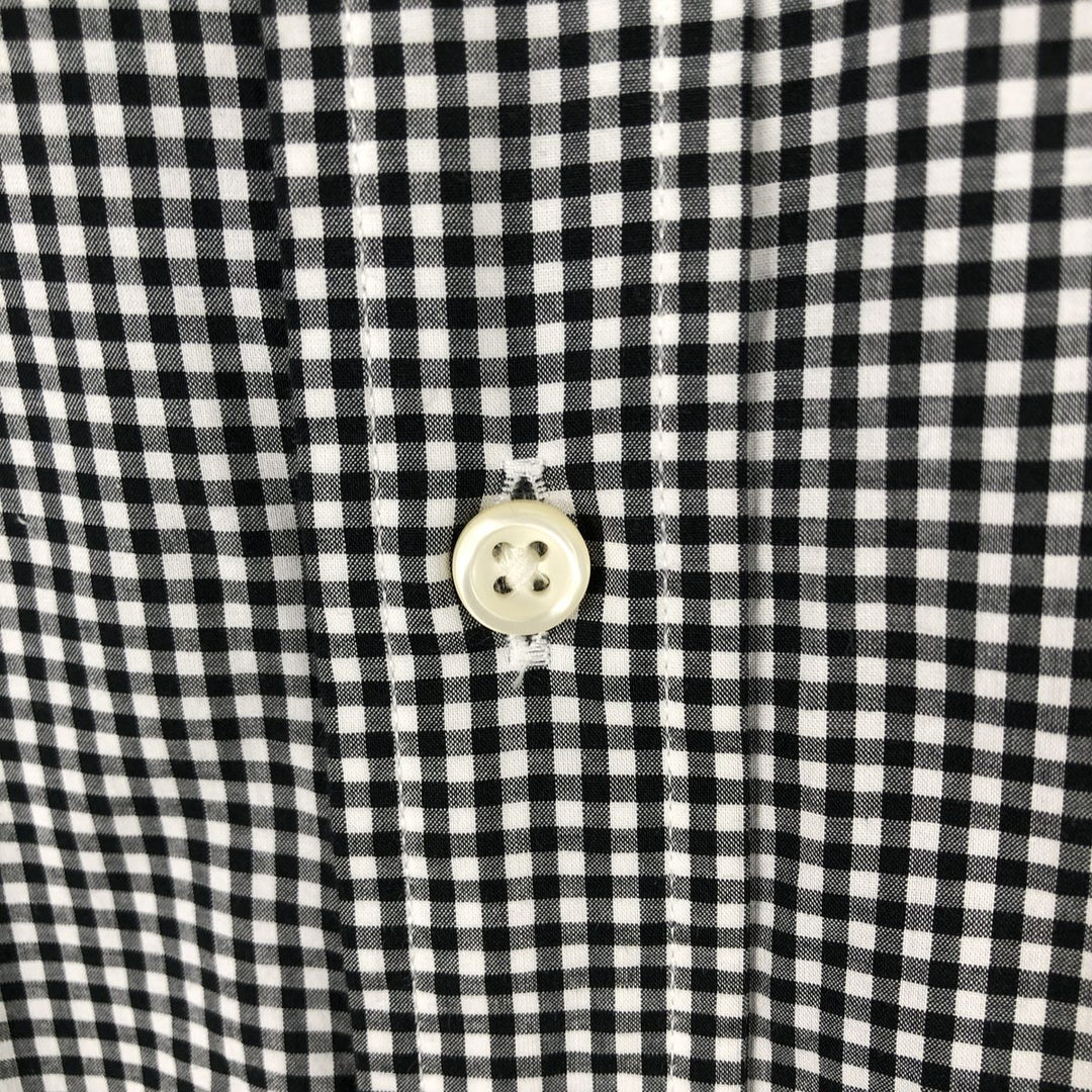Ralph Lauren Slim Fit Gingham Check Long-Sleeve Button-Down Check Shirt, Men's Size L (approx.) cotton black type Vintage Second Hand