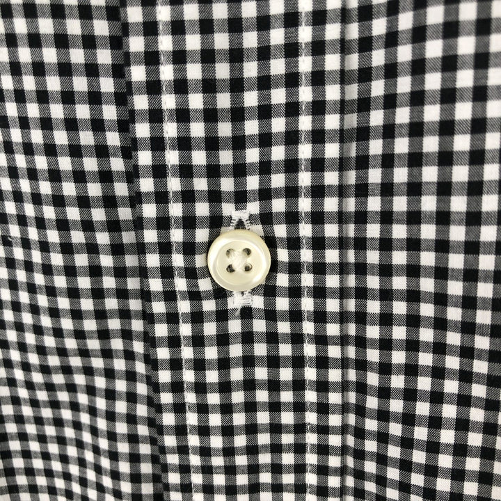 Ralph Lauren Slim Fit Gingham Check Long-Sleeve Button-Down Check Shirt, Men's Size L (approx.) cotton black type Vintage Second Hand
