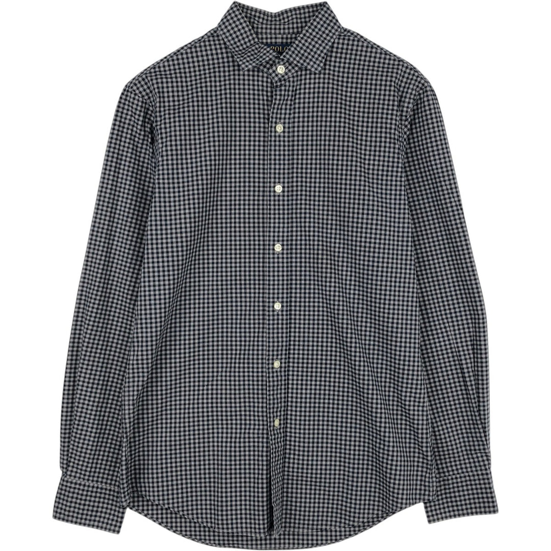 Ralph Lauren POLO RALPH LAUREN Gingham Check Wide Collar Long Sleeve Cotton Shirt, Men's Size M (approx.) cotton black type Vintage Second Hand
