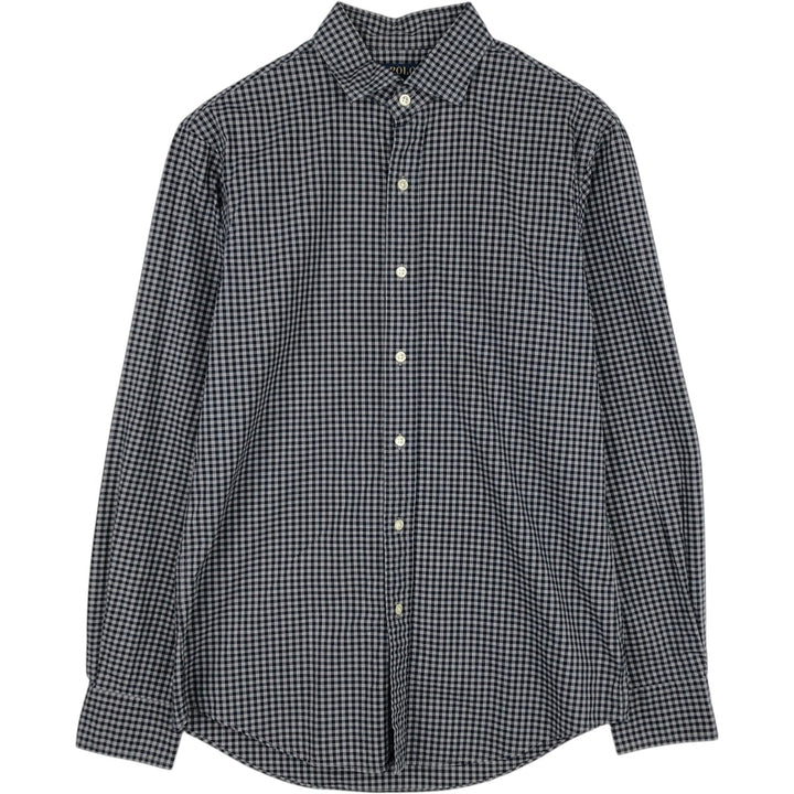 Ralph Lauren POLO RALPH LAUREN Gingham Check Wide Collar Long Sleeve Cotton Shirt, Men's Size M (approx.) cotton black type Vintage Second Hand