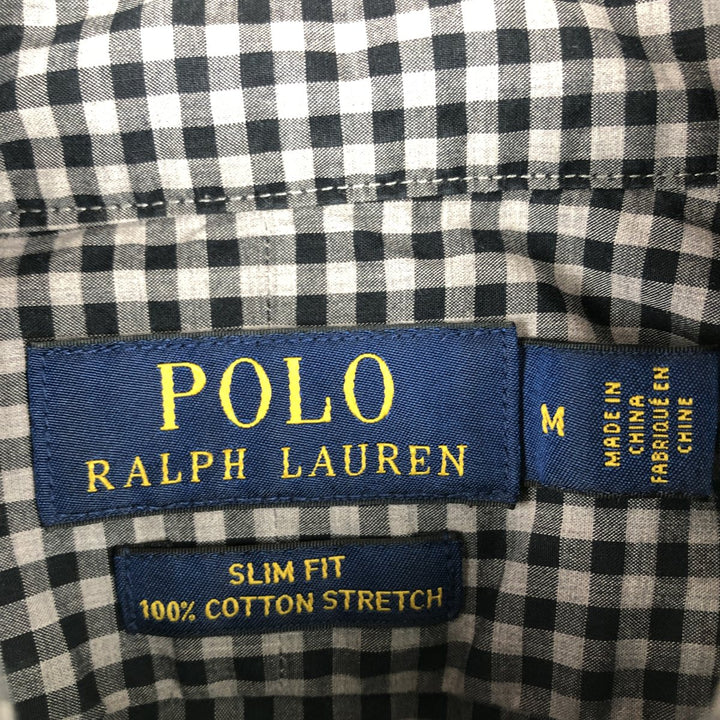 Ralph Lauren POLO RALPH LAUREN Gingham Check Wide Collar Long Sleeve Cotton Shirt, Men's Size M (approx.) cotton black type Vintage Second Hand