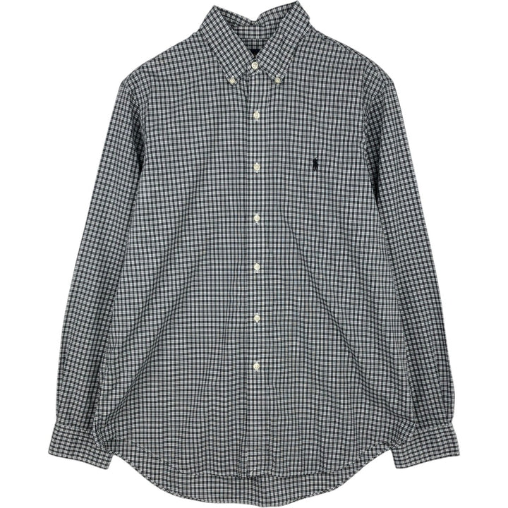 Ralph Lauren long sleeve button down check shirt, men's size L cotton black type Vintage Second Hand