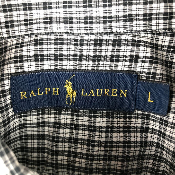 Ralph Lauren long sleeve button down check shirt, men's size L cotton black type Vintage Second Hand