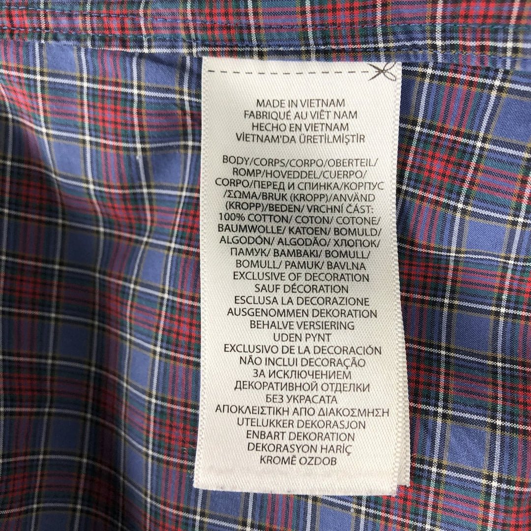 Ralph Lauren CUSTOM FIT long sleeve button down check shirt, men's size L cotton blue type Vintage Second Hand