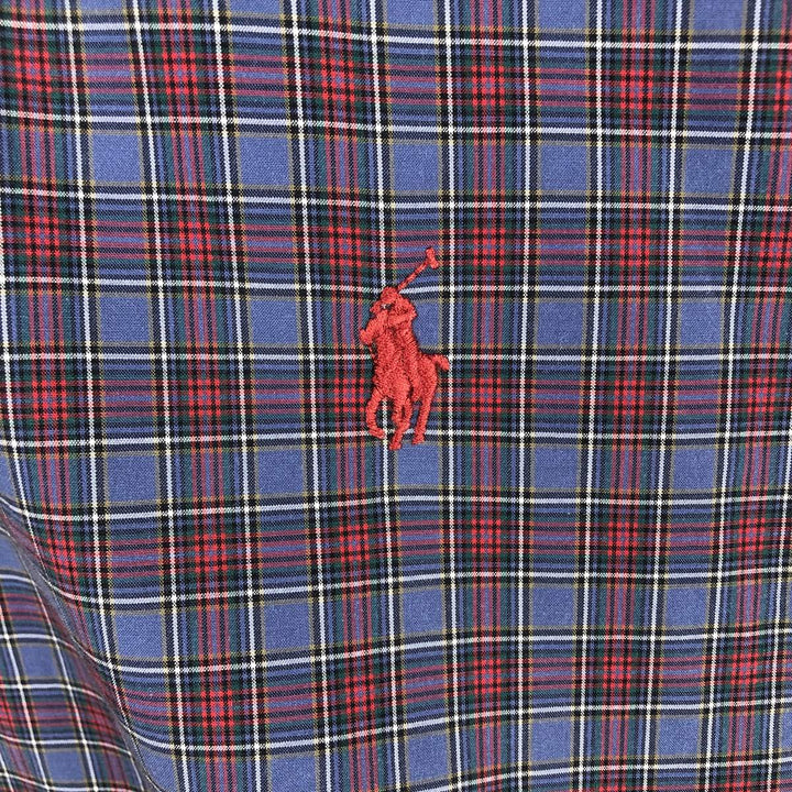 Ralph Lauren CUSTOM FIT long sleeve button down check shirt, men's size L cotton blue type Vintage Second Hand
