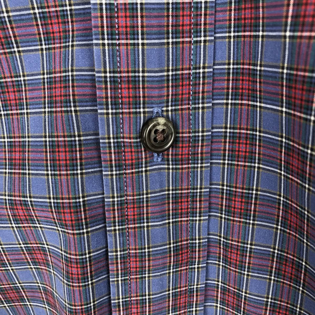 Ralph Lauren CUSTOM FIT long sleeve button down check shirt, men's size L cotton blue type Vintage Second Hand