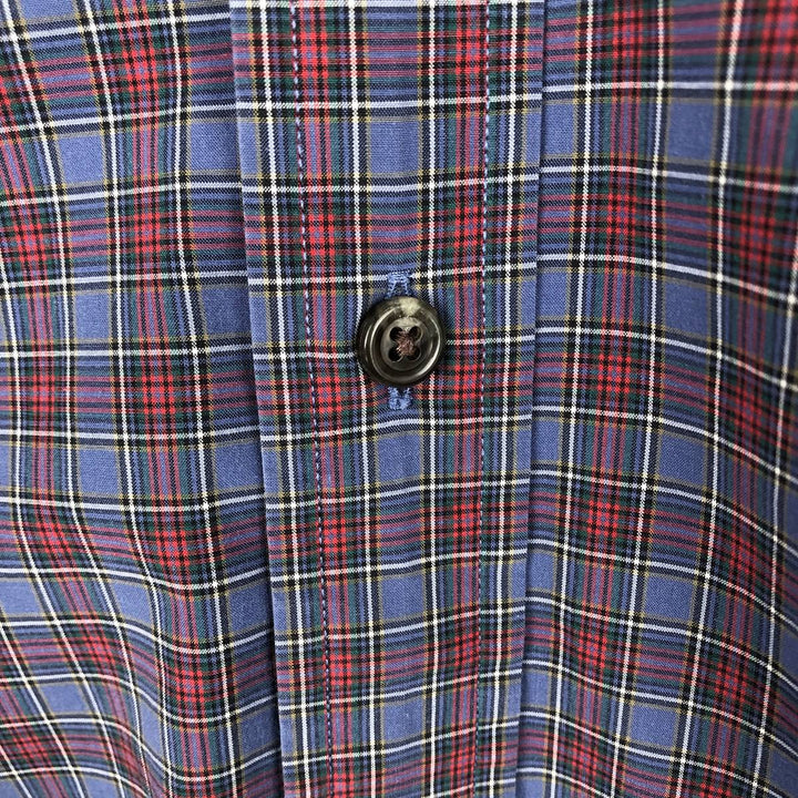 Ralph Lauren CUSTOM FIT long sleeve button down check shirt, men's size L cotton blue type Vintage Second Hand