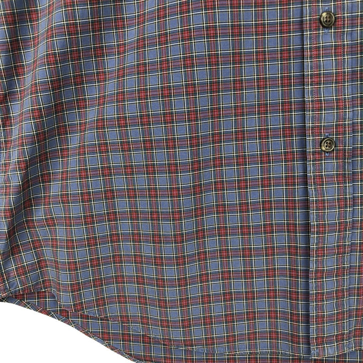 Ralph Lauren CUSTOM FIT long sleeve button down check shirt, men's size L cotton blue type Vintage Second Hand