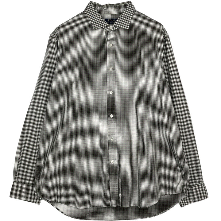 Ralph Lauren POLO RALPH LAUREN Wide Collar Long Sleeve Cotton Check Shirt, Men's Size XL (approx.) cotton brown type Vintage Second Hand