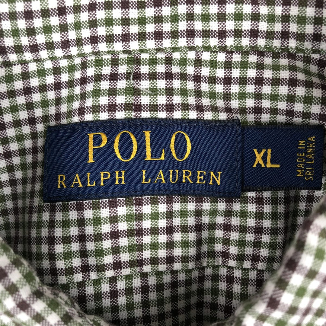 Ralph Lauren POLO RALPH LAUREN Wide Collar Long Sleeve Cotton Check Shirt, Men's Size XL (approx.) cotton brown type Vintage Second Hand