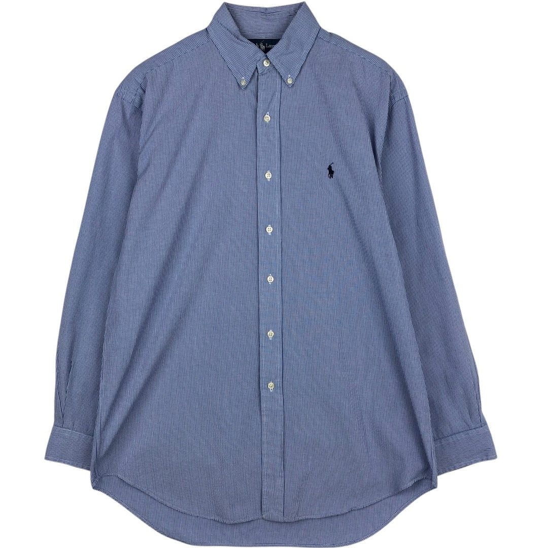 Ralph Lauren POLO by Ralph Lauren BLAKE long-sleeved button-down check shirt, men's size M cotton blue type Vintage Second Hand