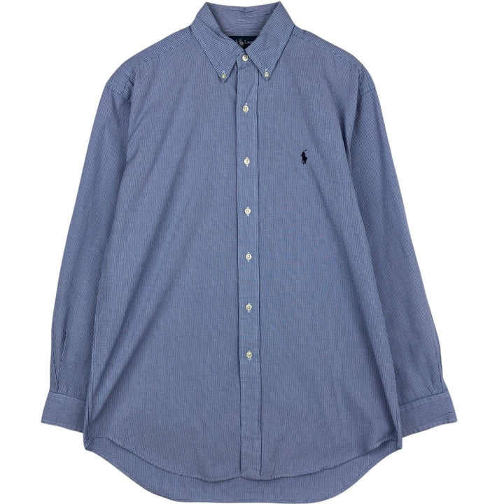 Ralph Lauren POLO by Ralph Lauren BLAKE long-sleeved button-down check shirt, men's size M cotton blue type Vintage Second Hand