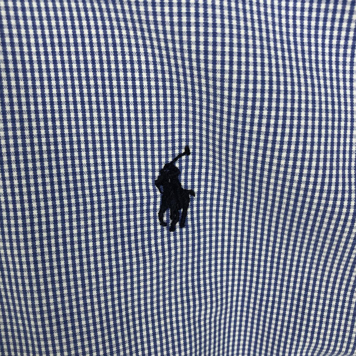 Ralph Lauren POLO by Ralph Lauren BLAKE long-sleeved button-down check shirt, men's size M cotton blue type Vintage Second Hand
