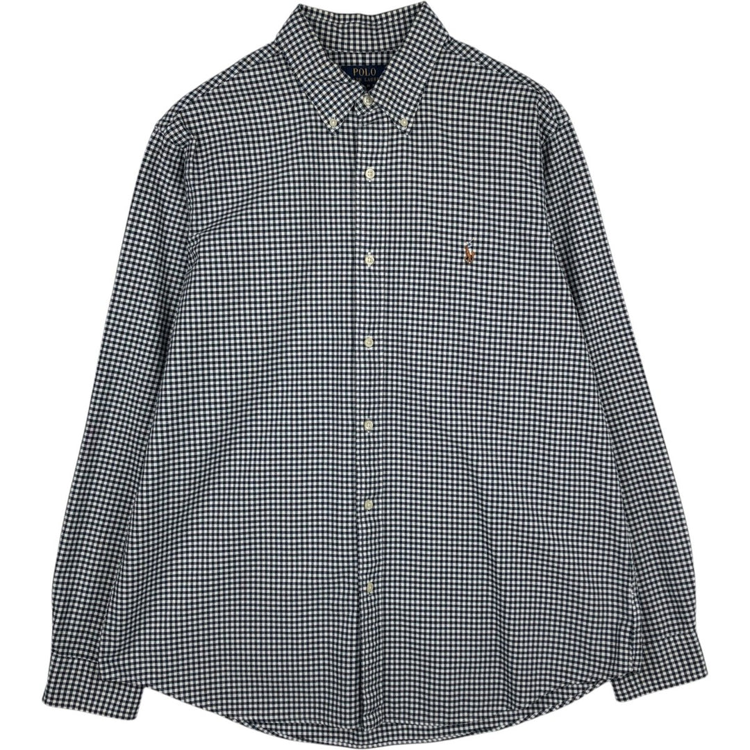 Ralph Lauren POLO RALPH LAUREN CLASSIC FIT Gingham Check Long Sleeve Button-Down Check Shirt, Men's Size XL (approx.) cotton black type Vintage Second Hand