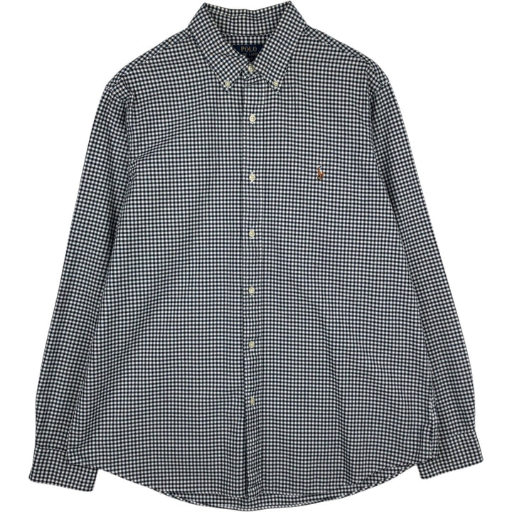 Ralph Lauren POLO RALPH LAUREN CLASSIC FIT Gingham Check Long Sleeve Button-Down Check Shirt, Men's Size XL (approx.) cotton black type Vintage Second Hand
