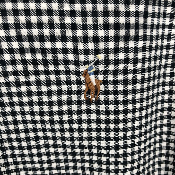 Ralph Lauren POLO RALPH LAUREN CLASSIC FIT Gingham Check Long Sleeve Button-Down Check Shirt, Men's Size XL (approx.) cotton black type Vintage Second Hand