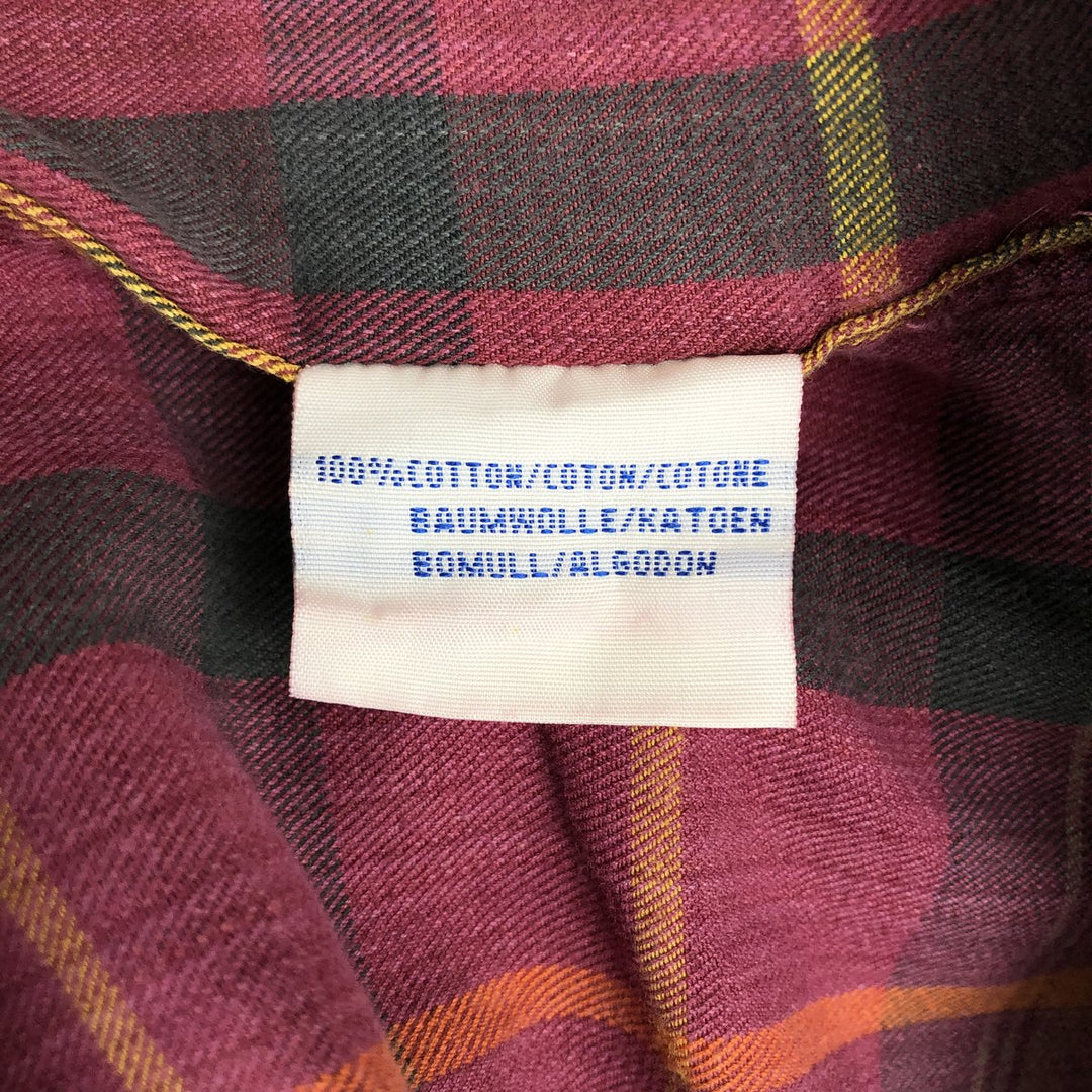 Ralph Lauren POLO by Ralph Lauren long-sleeved button-down check shirt, men's size XL cotton Red type red-purple Vintage Second Hand