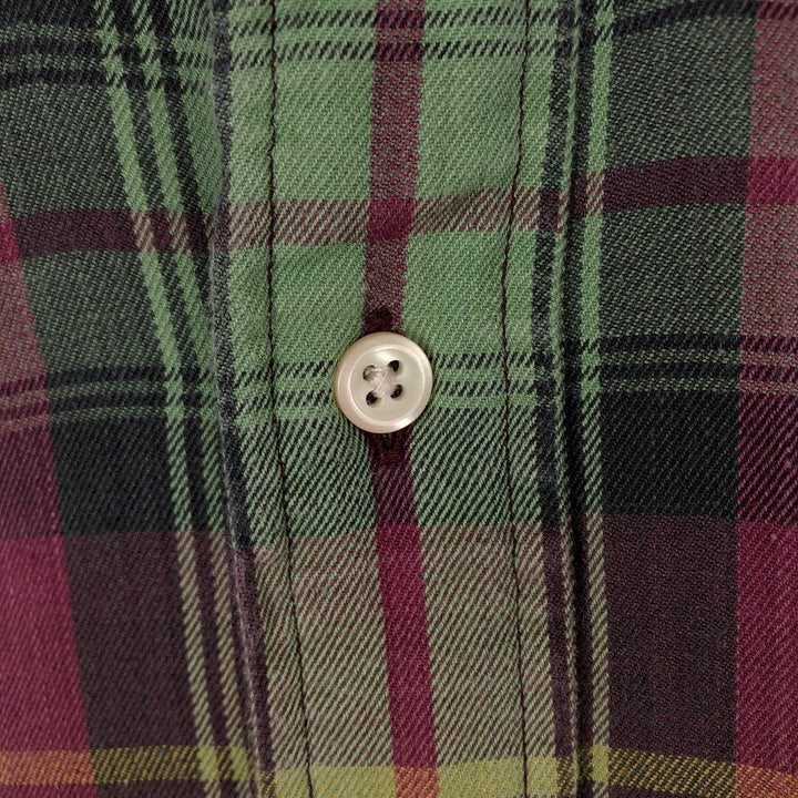 Ralph Lauren POLO by Ralph Lauren long-sleeved button-down check shirt, men's size XL cotton Red type red-purple Vintage Second Hand