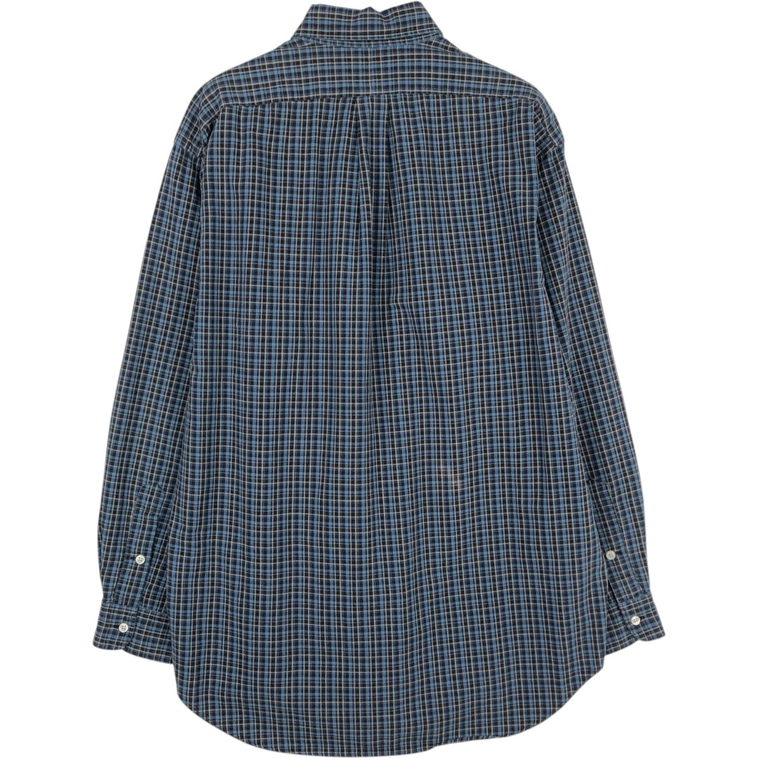 Ralph Lauren BLAKE long sleeve button down check shirt, men's size M cotton navy blue type Vintage Second Hand