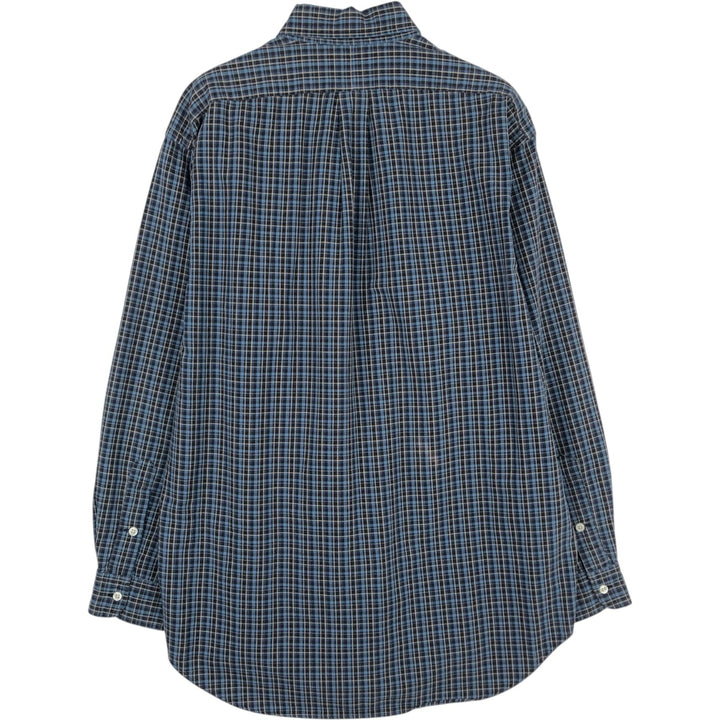 Ralph Lauren BLAKE long sleeve button down check shirt, men's size M cotton navy blue type Vintage Second Hand