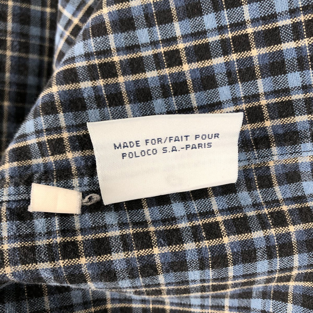 Ralph Lauren BLAKE long sleeve button down check shirt, men's size M cotton navy blue type Vintage Second Hand