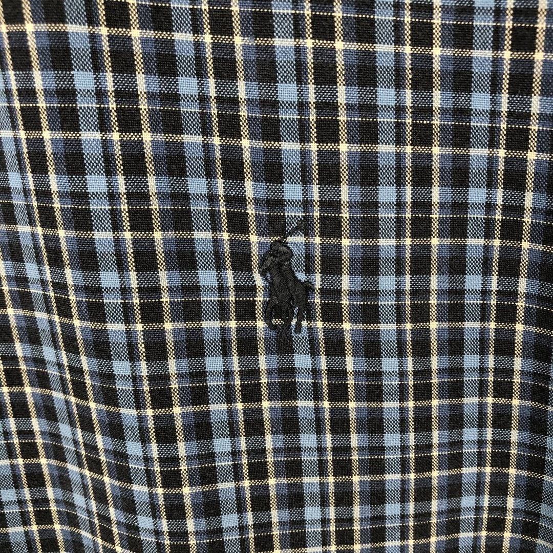 Ralph Lauren BLAKE long sleeve button down check shirt, men's size M cotton navy blue type Vintage Second Hand