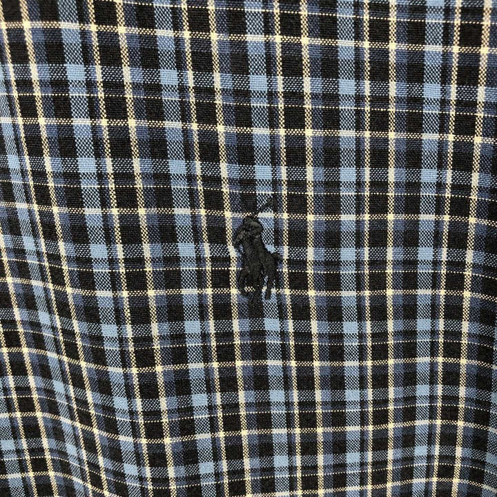 Ralph Lauren BLAKE long sleeve button down check shirt, men's size M cotton navy blue type Vintage Second Hand