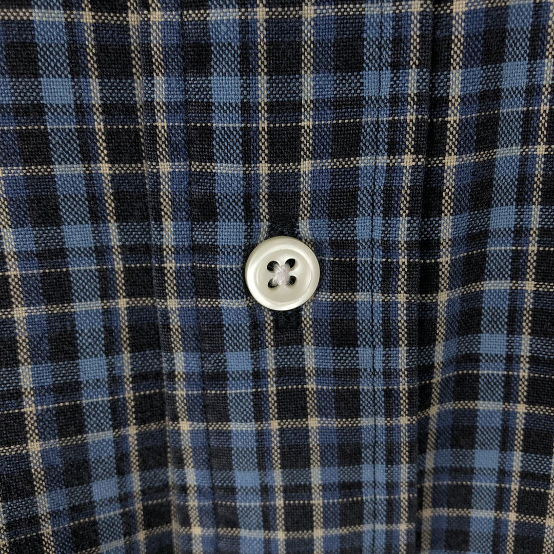 Ralph Lauren BLAKE long sleeve button down check shirt, men's size M cotton navy blue type Vintage Second Hand