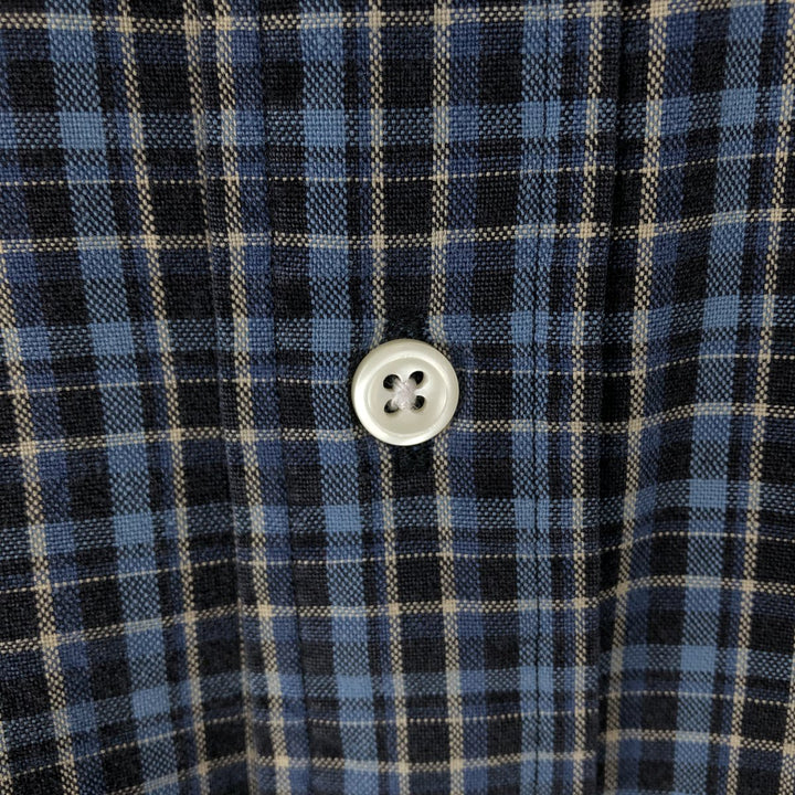 Ralph Lauren BLAKE long sleeve button down check shirt, men's size M cotton navy blue type Vintage Second Hand