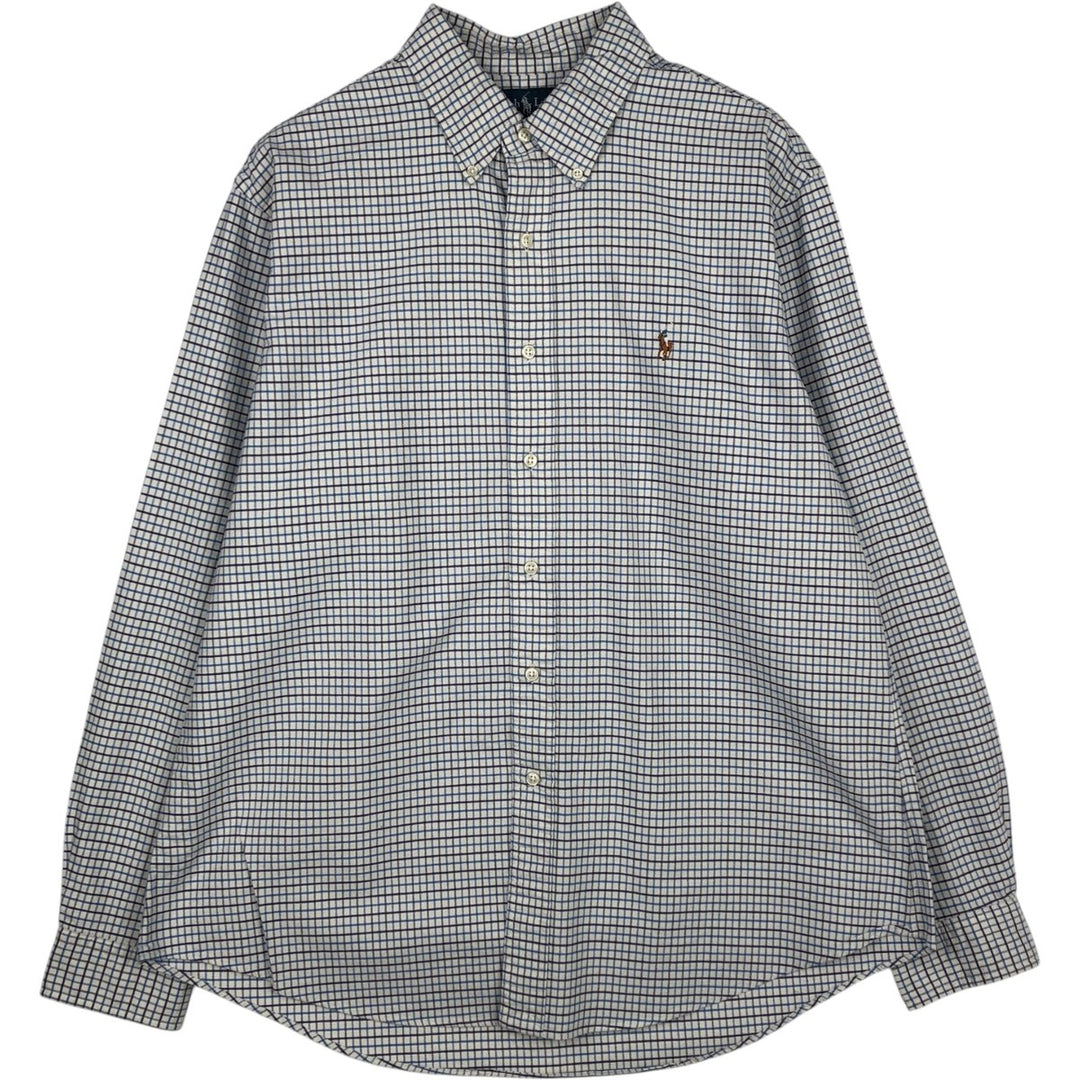 Ralph Lauren CUSTOM FIT long sleeve button down check shirt men's XL size cotton white type Vintage Second Hand