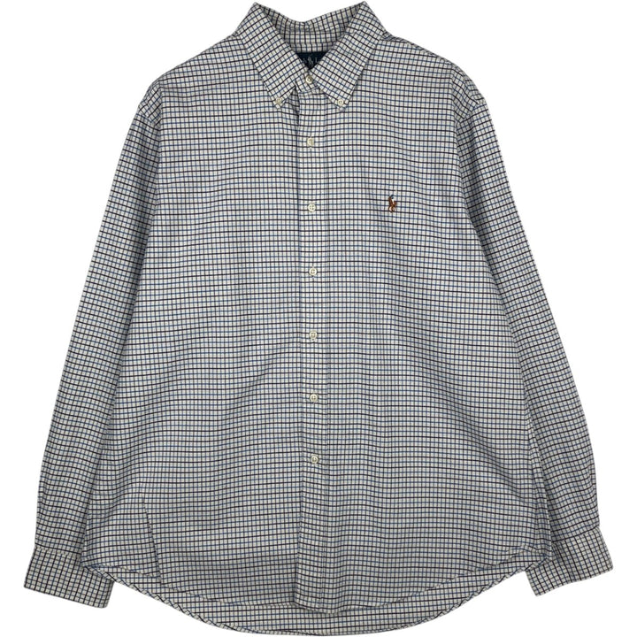 Ralph Lauren CUSTOM FIT long sleeve button down check shirt men's XL size cotton white type Vintage Second Hand
