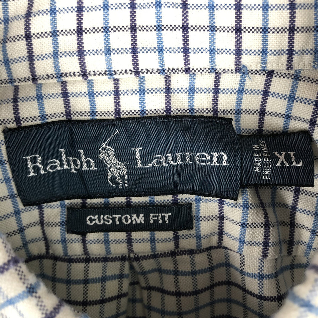 Ralph Lauren CUSTOM FIT long sleeve button down check shirt men's XL size cotton white type Vintage Second Hand