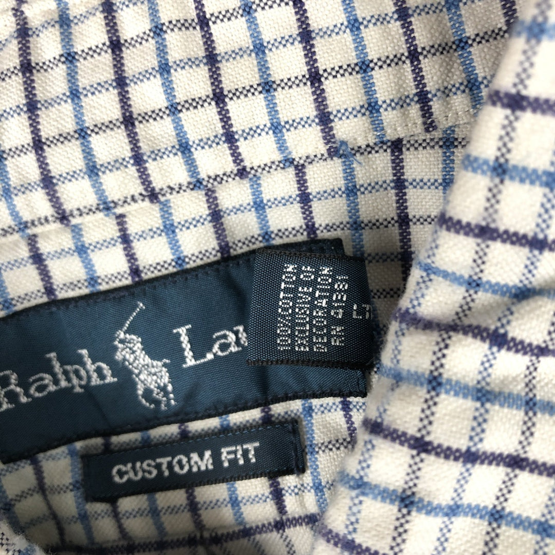 Ralph Lauren CUSTOM FIT long sleeve button down check shirt men's XL size cotton white type Vintage Second Hand
