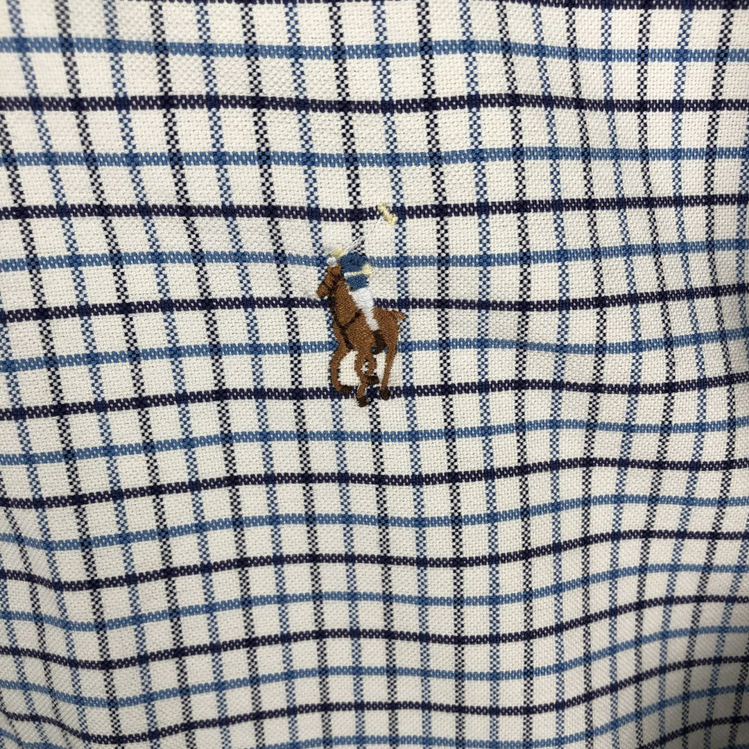 Ralph Lauren CUSTOM FIT long sleeve button down check shirt men's XL size cotton white type Vintage Second Hand