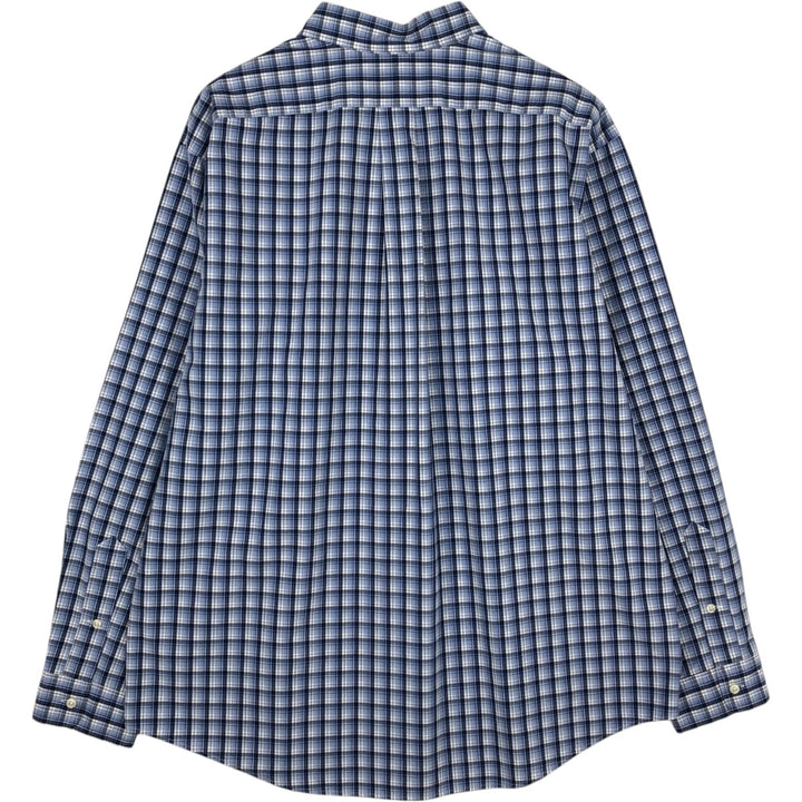 Ralph Lauren POLO by Ralph Lauren CUSTOM FIT long-sleeved button-down check shirt, men's size XL cotton navy blue type Vintage Second Hand