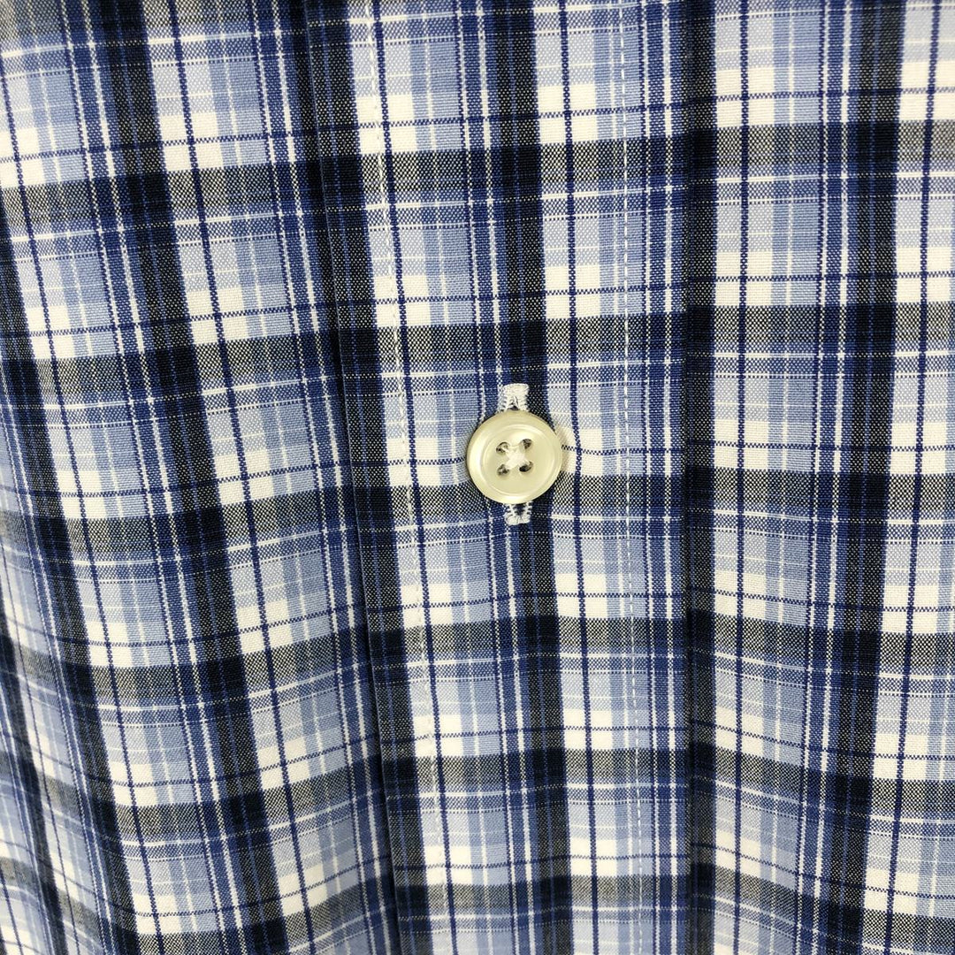 Ralph Lauren POLO by Ralph Lauren CUSTOM FIT long-sleeved button-down check shirt, men's size XL cotton navy blue type Vintage Second Hand